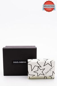 RRP€350 DOLCE & GABBANA Dauphine Leather Mini Wallet Stars Pattern Coin Pocket