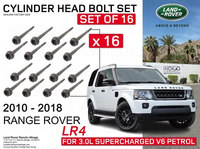 ПОДЛИННЫЙ LAND ROVER ГОЛОВКИ БЛОКА ЦИЛИНДРОВ БОЛТОВ КОМПЛЕКТ 3.0L SC V6 БЕНЗИНА (LR4-LR026143 x 16) - Изображение 1 из 2