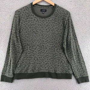 Sudadera para mujer Lucky Brand extra grande verde estampado de leopardo pulóver elástico - Imagen 1 de 11