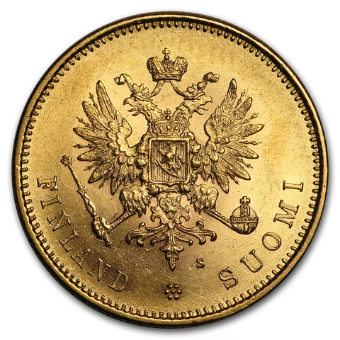 1878-1891 Finland Gold 20 Markkaa AU/BU (Random Dates) - SKU#149478 Cover
