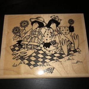 1994 STAMPIN'UP PICNICING BLACK CROW RAVEN BIRDS MOUNTED RUBBER EMBOSSING STAMP - Picture 1 of 2