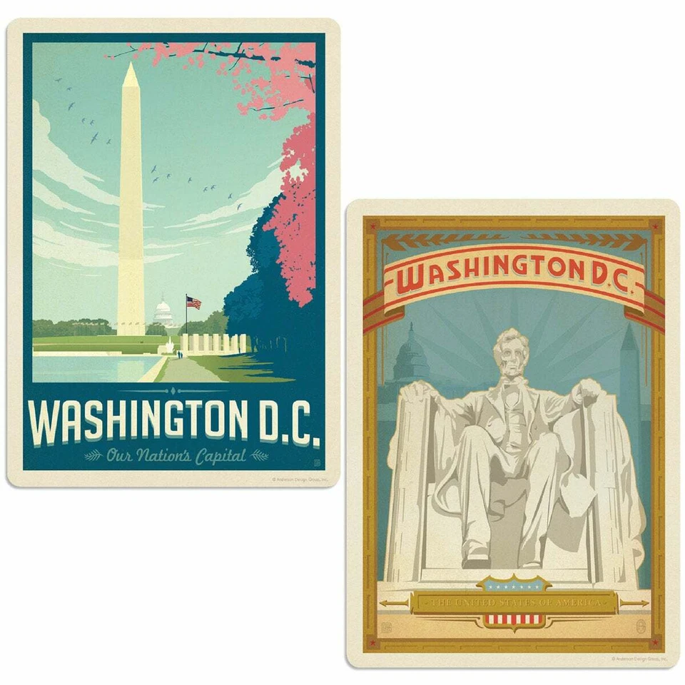 Washington DC Monument Lincoln Memorial Sticker Set of 2 State Pride - Image 1 of 1