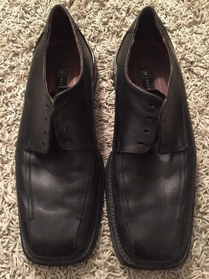 Bachrach Black Leather Square Toe Shoes, Size 9.5 - Image 1 of 4