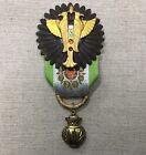 Steampunk brooch/Airship Medal- Egyptian Falcons, Afterlife Jar, Gear, Crystals