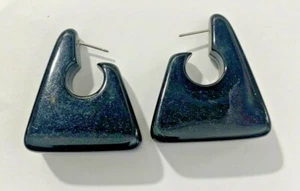 Orecchini a perno vintage geometrici in plastica nera - Foto 1 di 3