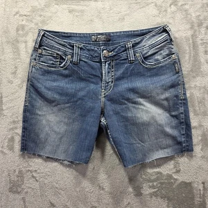 Pantaloncini jeans argento donna 14 denim Suki surplus vita media effetto invecchiato taglio - Foto 1 di 10