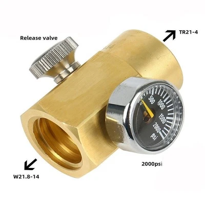 Adapter Messing Nachfülladapter Mit Manometer Zum Befüllen Für Sodastream DE - Bild 1 von 4