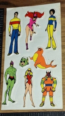 Pegatinas vintage, hinchadas Super 7 naranja sello cabeza verde, 1 hoja, (chip1-3) Foto 1 de 4