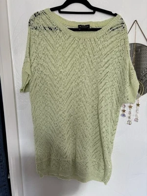 Laura Scott Y2K Vintage Lime Green Short Sleeve Open Knit Jumper/Top Size 10/12 - Image 1 of 4