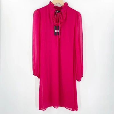 DKNY Dress Size 4 Ruffle Above Knee Sheath Cocktail Ruffled Evening Wedding NWT  - Image 1 of 4