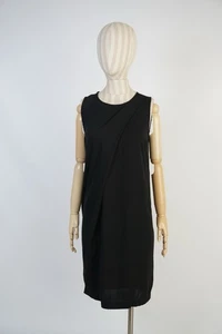 Vestido Ann Demeulemeester Negro Sin Mangas, Talla 36 Elegante Diseño Drapeado - Imagen 1 de 16