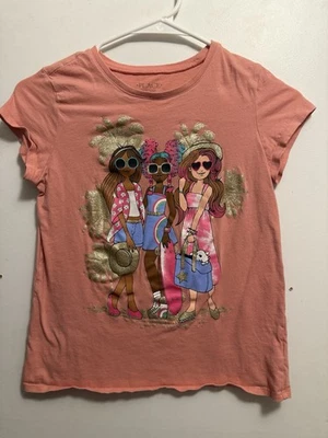 Children’s Place Girls T-Shirt Coral W/3Best Friends Graphic L(10-12) - Image 1 of 3