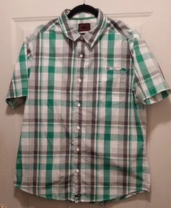 Tony Hawk Shirt Adult XXL Green Gray Black Plaid Button Up Skater Casual Mens - Picture 1 of 8