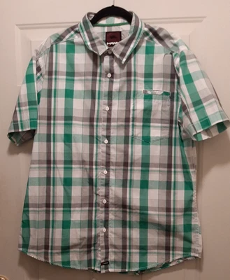 Tony Hawk Shirt Adult XXL Green Gray Black Plaid Button Up Skater Casual Mens - Image 1 of 4
