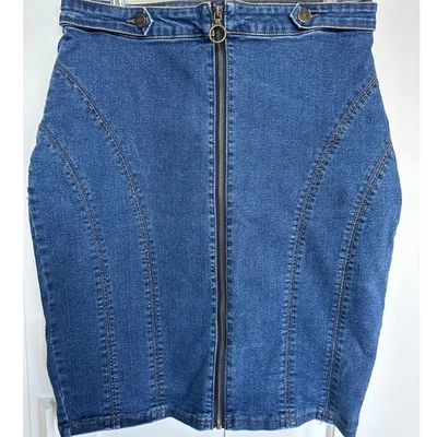 Guess Jeans Mujer Denim Jean Y2K Falda Lápiz Cremallera Frontal, Talla L, Usado en Excelente Condición Foto 1 de 4