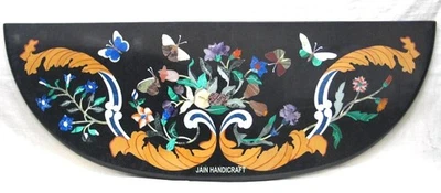 24" x 12" black Marble Side Corner console Coffee Table Top pietra dura inlay - Image 1 of 4