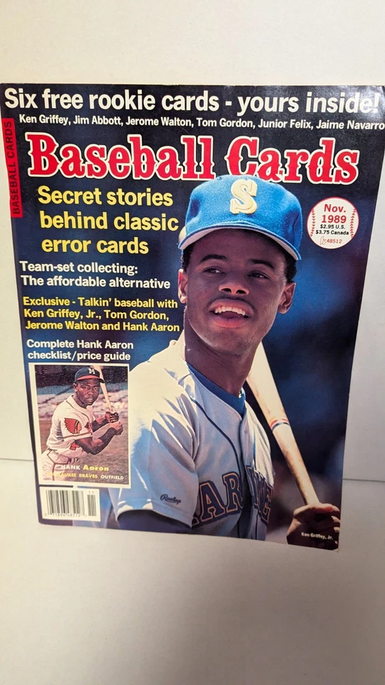 复古 OCT 1989 年 Ken Griffey Jr 新秀插入卡棒球卡杂志未切割  — 第 1/2 张图片