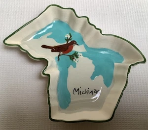 Vintage Annie Laura Ceramic State of Michigan Souvenir Ashtray - Picture 1 of 4