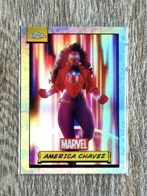 2024 MARVEL TOPPS CHROME AMERICA CHAVEZ RAINBOW HOLO REFRACTOR #66 - Image 1 of 2
