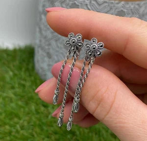 Pendientes de piedras preciosas naturales de marcasita, plata de ley 925 - Imagen 1 de 4