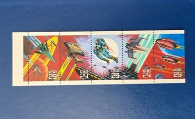 US Scott # 2745a - MNH 1993 29c Never Folded Pane of 5 "Space Fantasy" - Image 1 of 2
