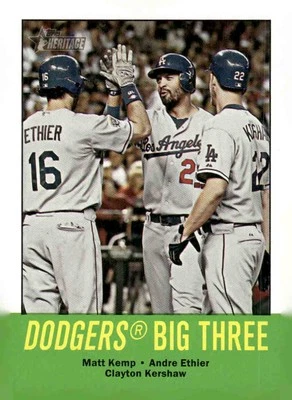 2012 Topps Heritage #412 Matt Kemp Andre Ethier Clayton Kershaw - Image 1 of 2