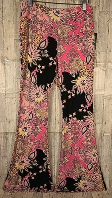 Pantalones FLARE No Boundaries L XL 2X o 3X Juniors Rosa Negro Floral tiro alto NUEVO Foto 1 de 4