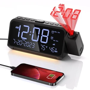 Projection Alarm Clock,Digital Clock with 350° Rotatable Projector,Weekday/We... - Picture 1 of 7