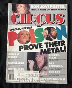 Circus Magazine November 1988 Poison, Guns N’ Roses Bon Jovi Poster FREE SHIP - Imagen 1 de 13