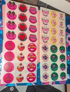 Vintage Eureka Scratch And Sniff Stickers Lot Of 4 Sheets Grape Cherry Etc - Picture 1 of 5