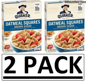 2 PACK - Quaker Oatmeal Squares Breakfast Cereal Brown Sugar 14.5 oz (Total 29) - Picture 1 of 1