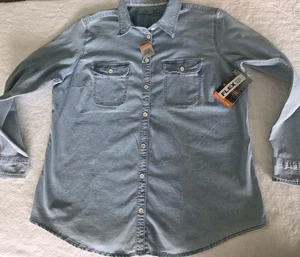 Ridgecut Denim Shirt Women's XL  Blue Long Sleeve Stretch Button Up No Gap Fit  - Picture 1 of 13