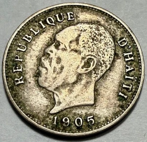 HAITI - 5 Centimes - 1905(w) - Km-53 - Waterbury, CT - FREE USA Shipping! - Picture 1 of 2