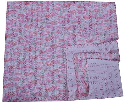 Indische Baumwolle Überwurf Wendbar Dekor Blumen Druck Queen Tagesdecke Kantha - Bild 1 von 4