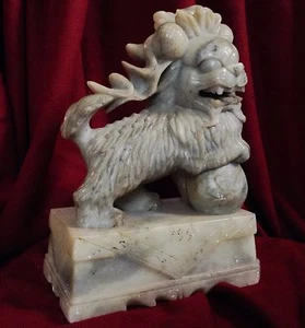 Rare Antique Chinese Big Handcarved Shoushan Stone Statue Animal Foo Lion Dog - Picture 1 of 8