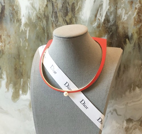 Maglietta Dior Rossa Maglietta Collana Collana Gomma