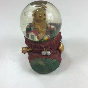 Home Decoration Multicolor Art Glass Bear With Gifts Round Christmas Snow Ball - Picture 1 of 7