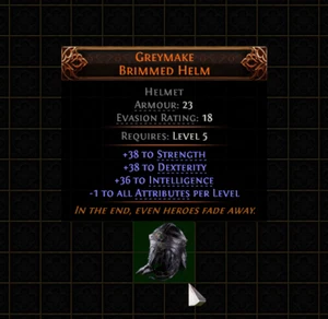 š„Path Of Exile 2š„Dawn Of The Huntš„Helmš„Greymake Brimmed Helm - Bild 1 von 1