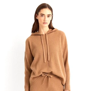 LAUREN RALPH LAUREN Size XXL Washable 100% Cashmere Ribbed Hooded Sweater $298 - Picture 1 of 15