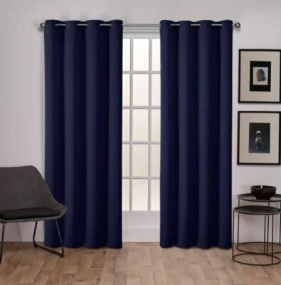 Exclusive Home Sateen Twill Weave Blackout Curtain Panels, Blue, 84"x52" - 2 Pcs - Image 1 of 4