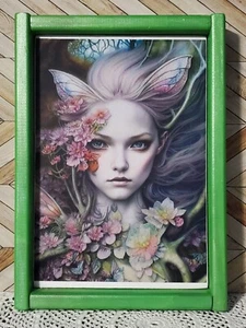 Marco de madera de elfo gótico misterioso gitano núcleo de hadas verde metálico aprox. 9"x12" - Imagen 1 de 3