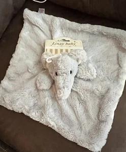 MANTA DE SEGURIDAD LINZY GRIS ELEFANTE Crema Bajo Forro Peludo NUEVA Lovey - Imagen 1 de 7