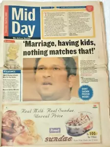MID DAY NEWSPAPER 2003 WE DELIVER SACHIN PAGES 24 ALL ABOUT SACHIN TENDULKAR - Picture 1 of 14