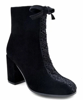 Botas de tornozelo femininas BETTYE MULLER Sadie pretas bordadas antroplogia 7,5 - Imagem 1 de 4
