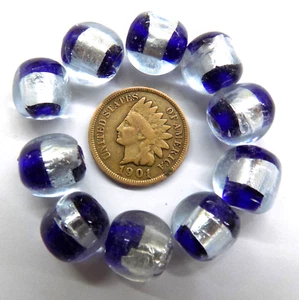 20 Stck. Venezianischer Stil Silberfolie Afrikanischer Handel Perlen # L1464 Dunkelblau LESEN! - Bild 1 von 1