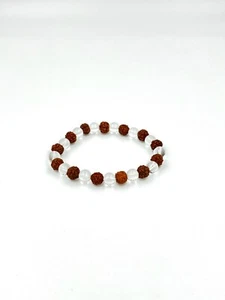Rudraksha & Clear Quartz verstellbares Unisex Armband|Meditationsarmband|Unikat - Bild 1 von 5