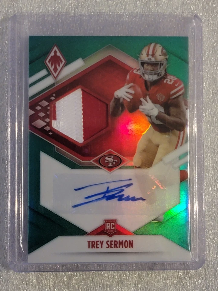 2021 NFL Panini Phoenix SF 49ers Rookie RB #28 Trey Sermon Patch & Auto /25 NM - Image 1 of 2