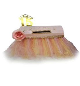 Money Box for Quinceanera in Blush and Gold - Picture 1 of 2