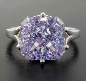 5.00 Ct Certified Asscher Cut Purple Diamond Ring White Gold Finish Great Shine - Picture 1 of 15