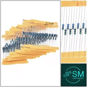 300PCS 30 Values 10-1M Ohm 1% 1/4W 0.25Watt Metal Film Resistors Assortment Kit - Picture 1 of 7